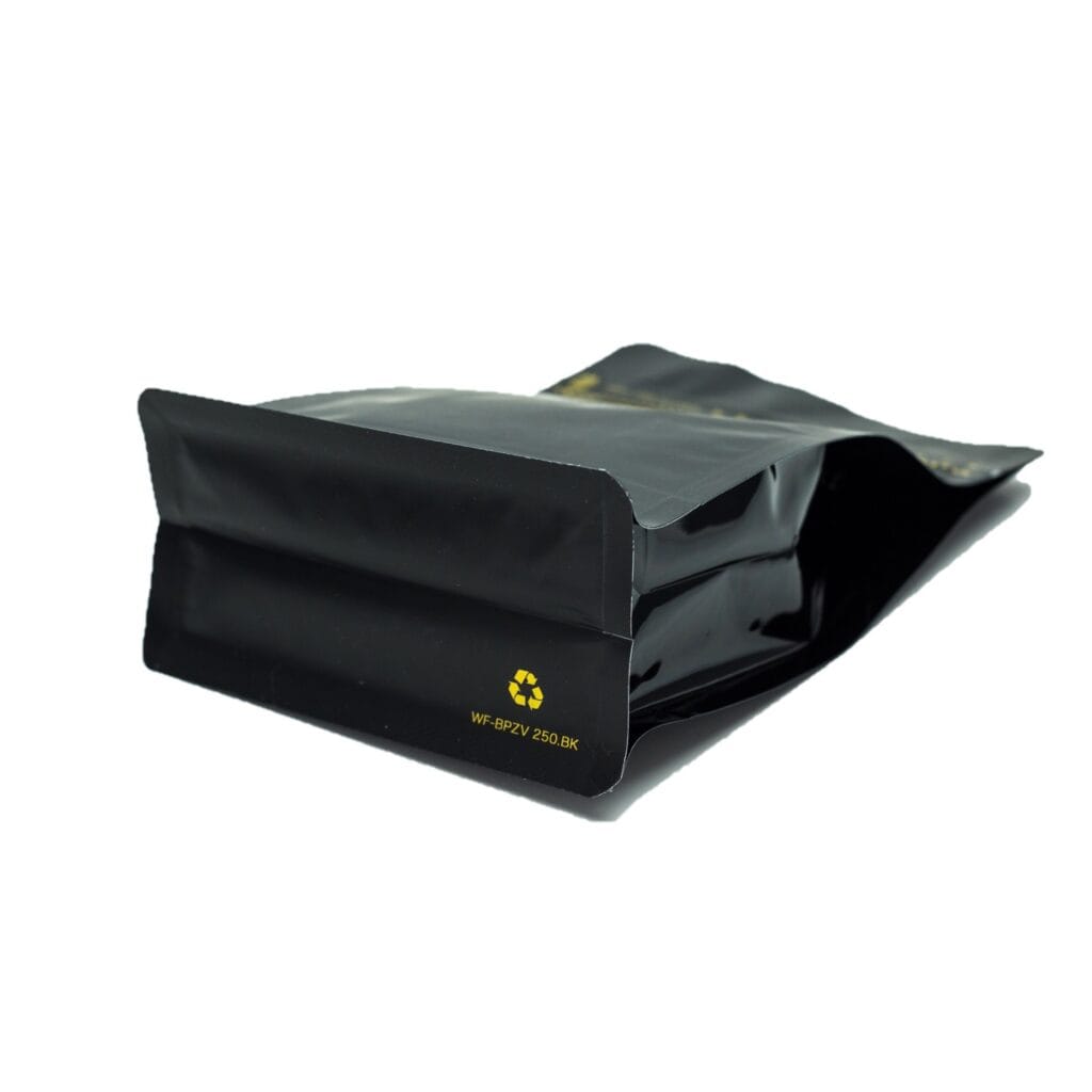 Flat Bottom 8 Sides Seal 125g 250g One-Way Valve Coffee Packaging Pouch With Pull Tab Zipper Coffee Bags With Valve