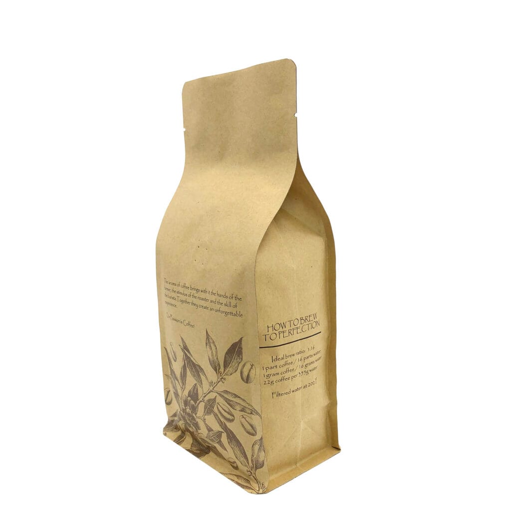 Custom Printed Kraft Paper Laminated Coffee Bean Packaging Foil Zipper Valve Coffee Bean Bags