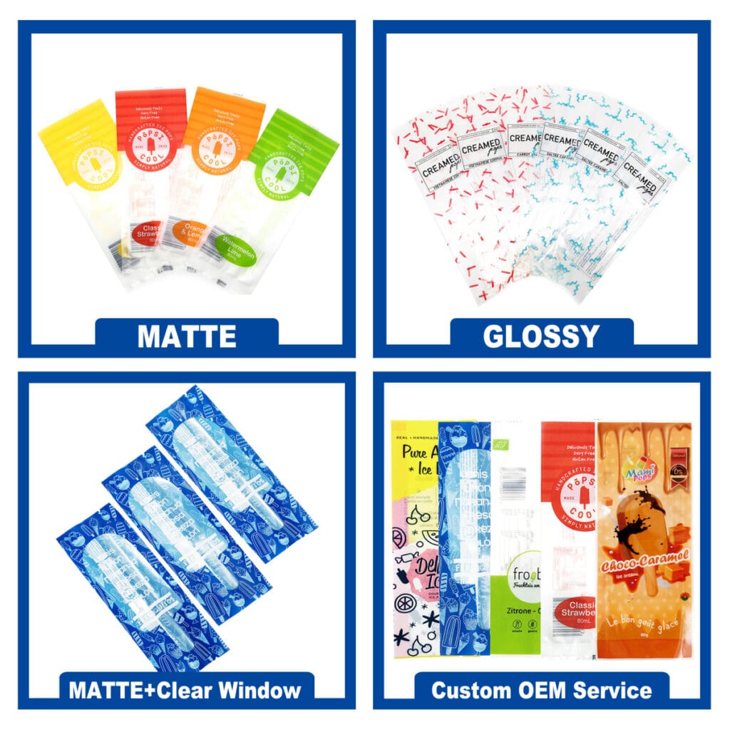 Back Heat Seal Factory Colorful Printed Ice Cream Bag Packing Popsicle Packaging Design