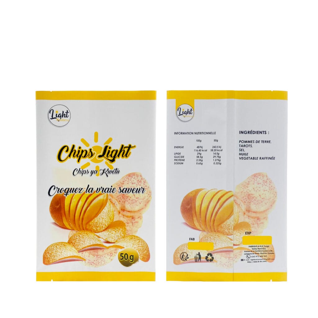 OEM Printed Plastic Stand Up Chips Packaging Pouch Foil Chip Bag Customized Stand Up Pouch