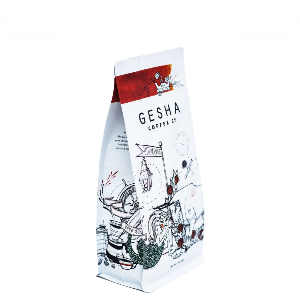 1KG Flat Bottom Coffee Bean Pouch With Degassing Valve Custom Printed Coffee Bags