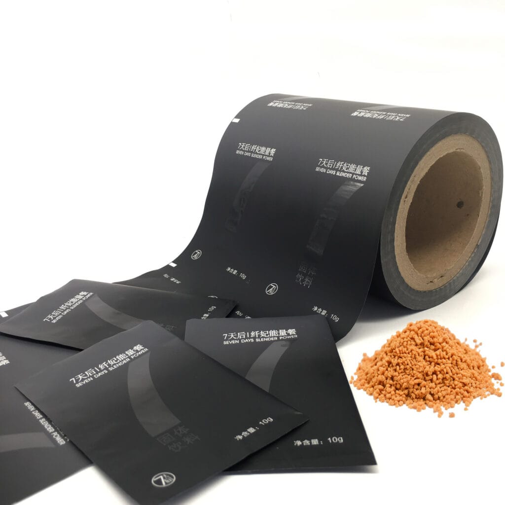 Matte / Glossy Finished Laminated Material Solid Drink Foil Lined Printed Packaging Film Roll