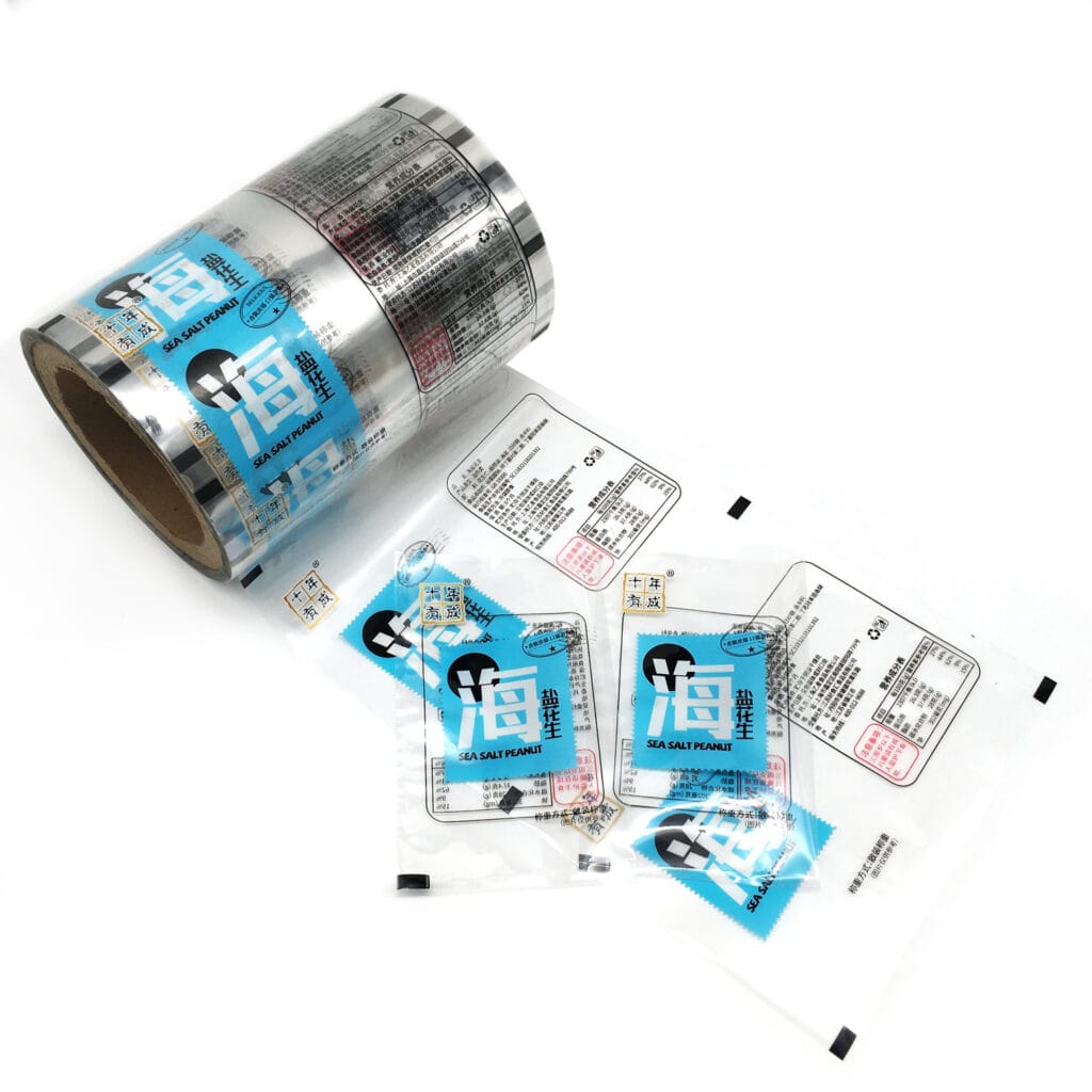 Factory Food Grade Customized Printed Heat Sealable Flexible Salt Food Packaging Sachet Metalized Film Roll