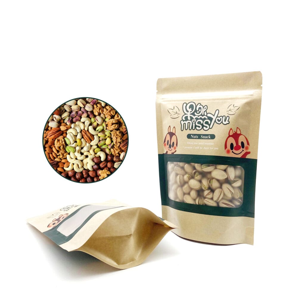 Top Zipper Dried Fruit Food Package Pouch Peanut Walnut Bag Pine Peanuts Mixed Cashew Nuts Packaging Stand Up Pouch Packag