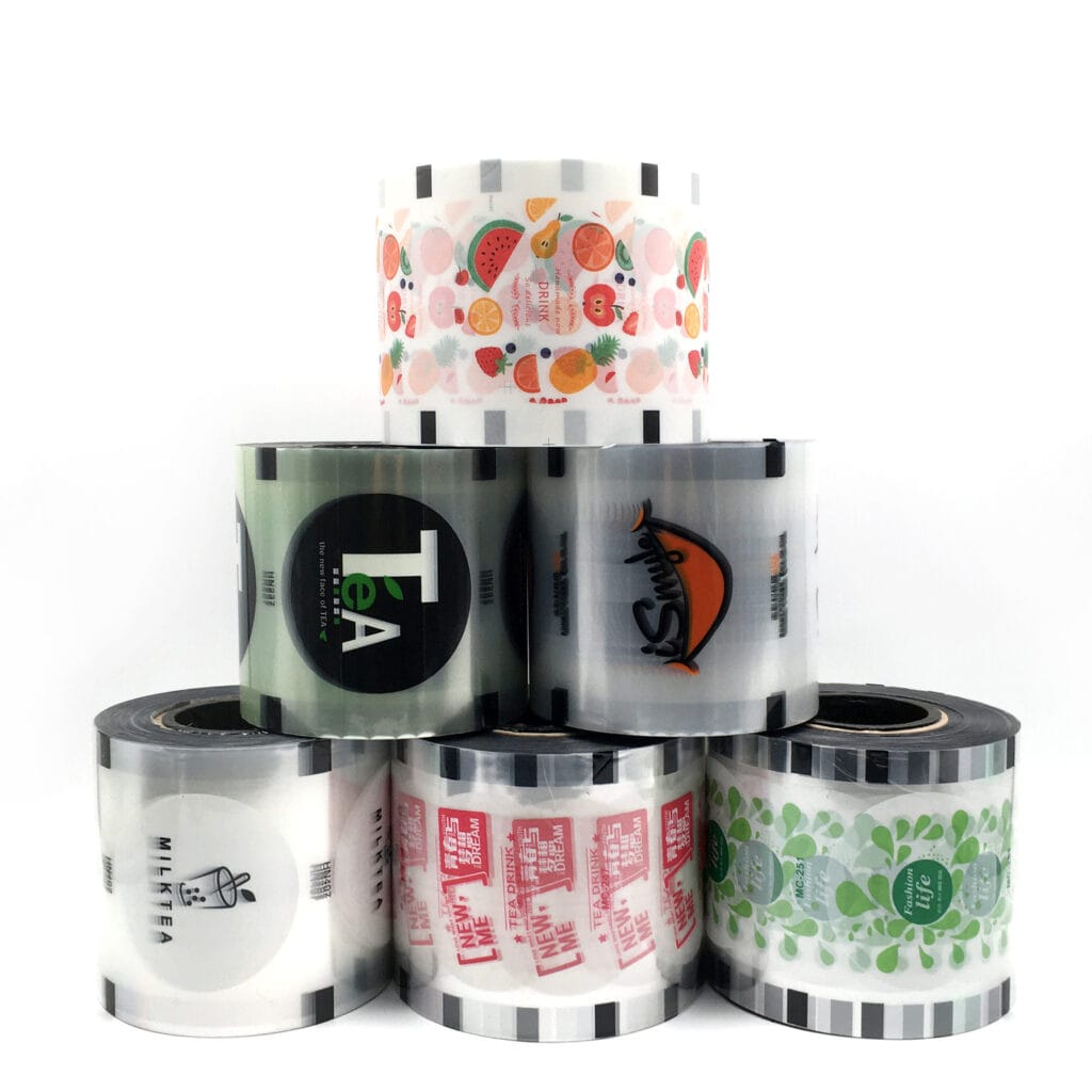 Factory BOPP/VMPET/PE Flexible Bubble Tea Cup Sealing Film Heat Sealable Food Packaging Film Roll For Packaging Plastic Film