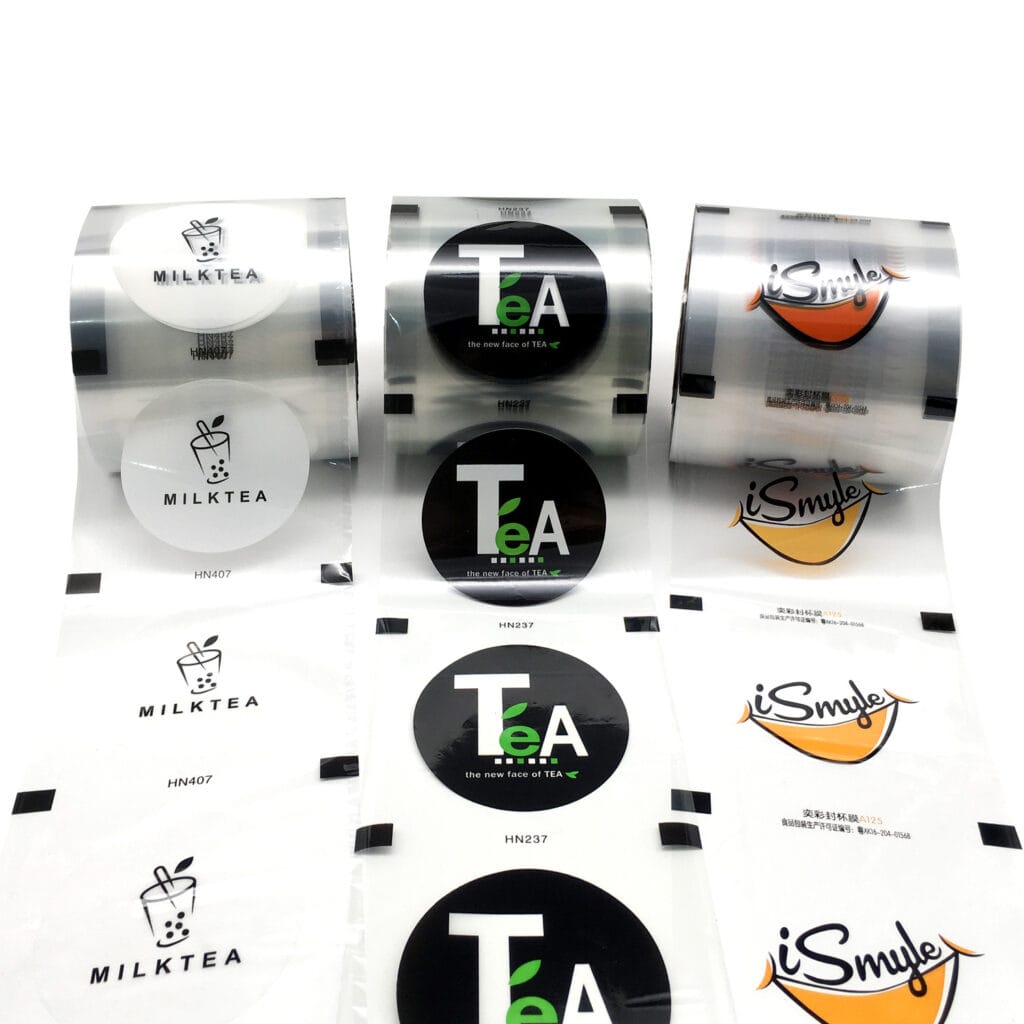 Factory BOPP/VMPET/PE Flexible Bubble Tea Cup Sealing Film Heat Sealable Food Packaging Film Roll For Packaging Plastic Film