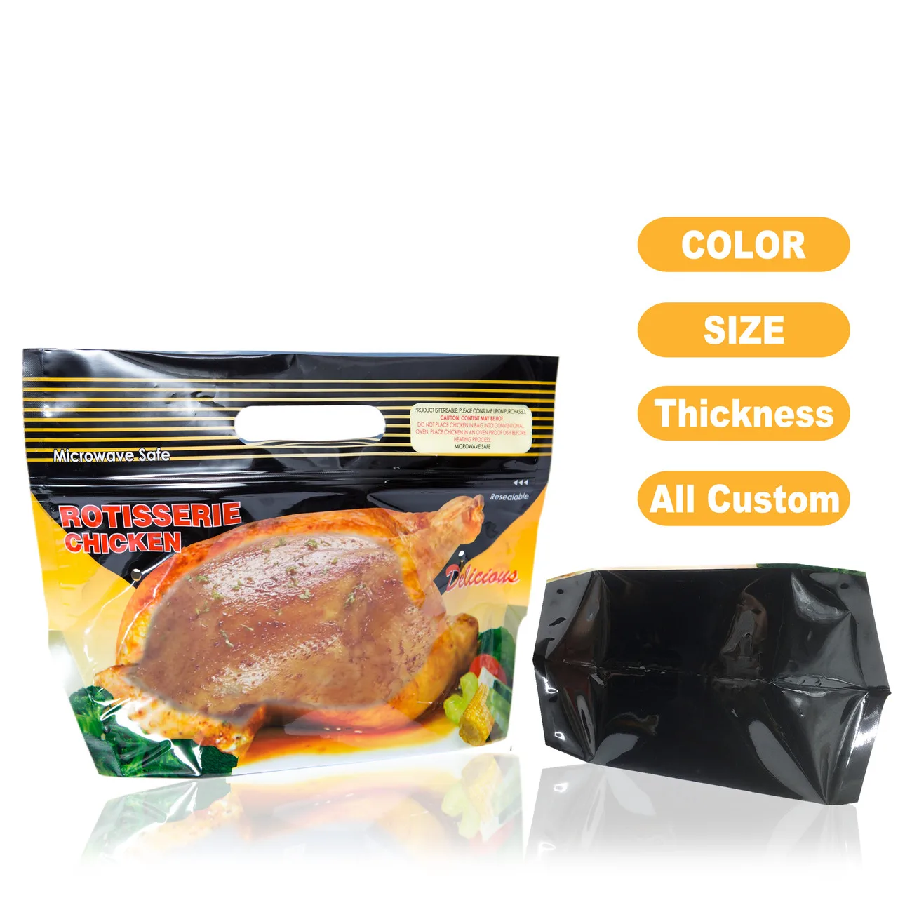 Tas ayam rotisserieHeaTahan panasntAnti-gigiOilTahan minyakusLogo yang dapat disesuaikan tersedia chicken packaging bags