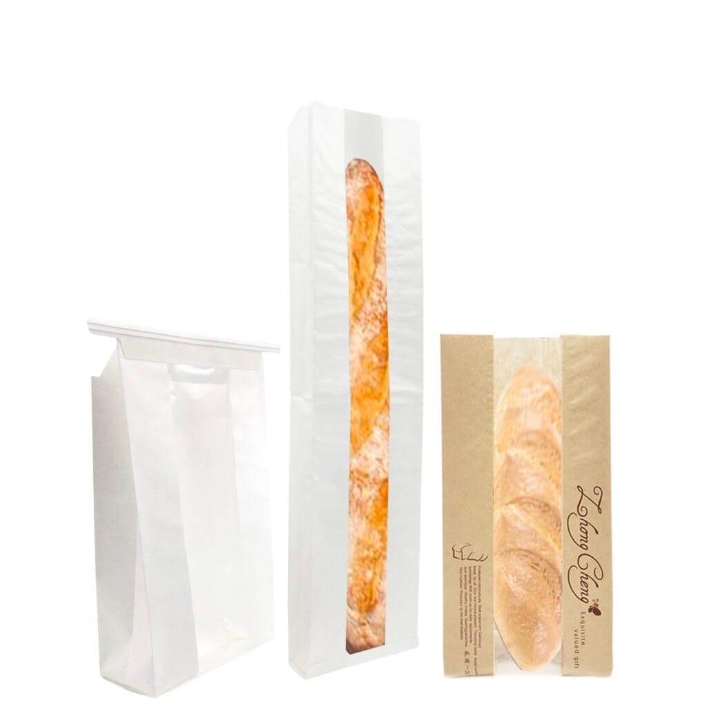 Square Paper Bread Packaging Bags Bakery Packaging With Plastic Window