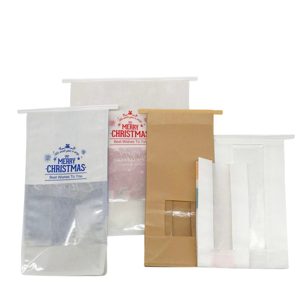 Christmas Kraft Paper Bread Packaging Bag For Sandwiches Toast