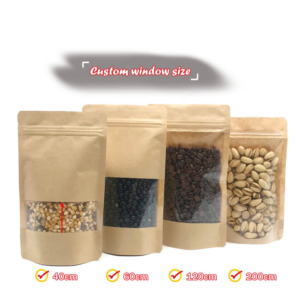 Kraft Paper Ziplock Bags Bolsas Sac Biodegradable Doypack With Window