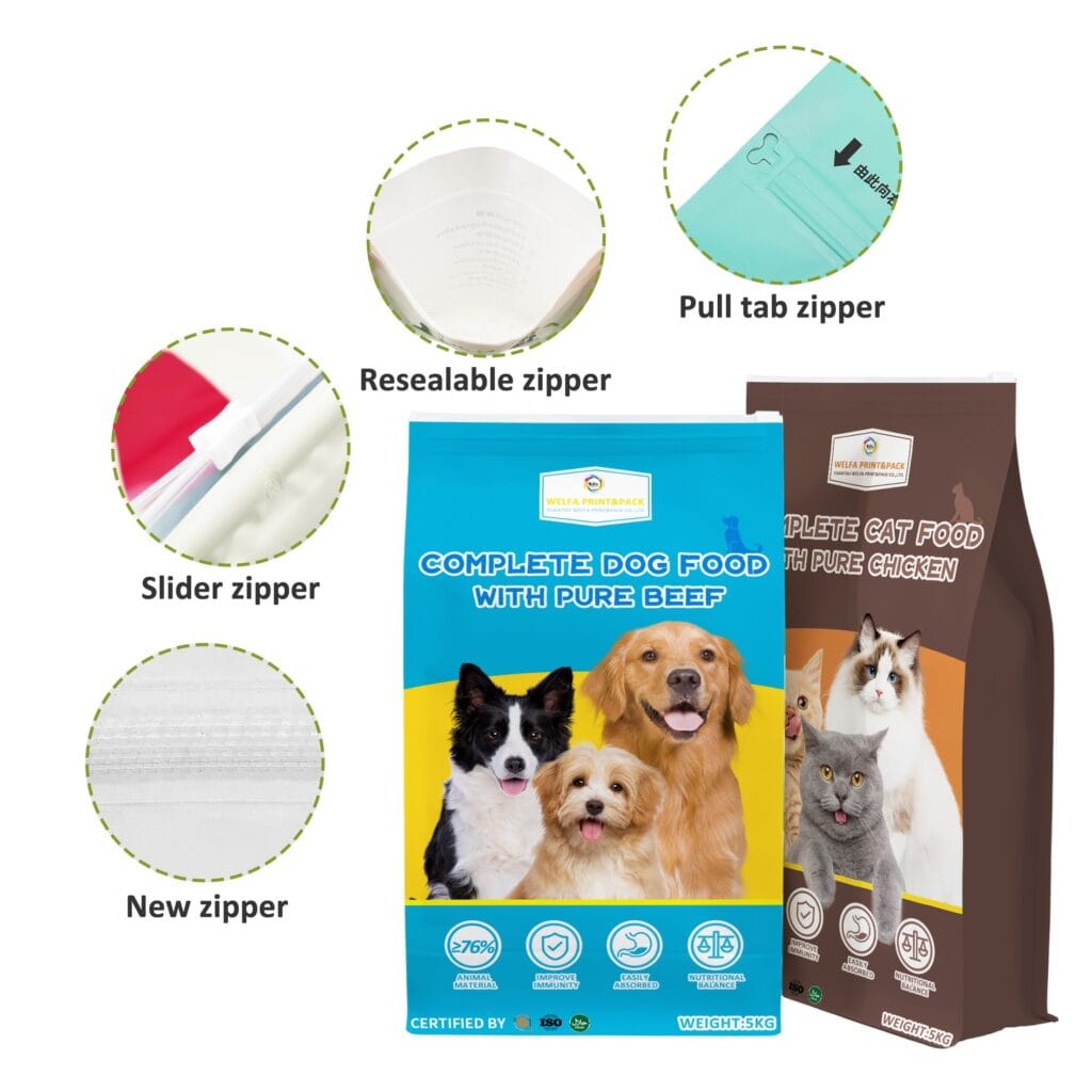 Custom Resealable Zipper Cat Food Recyclable Dog Food Packaging
