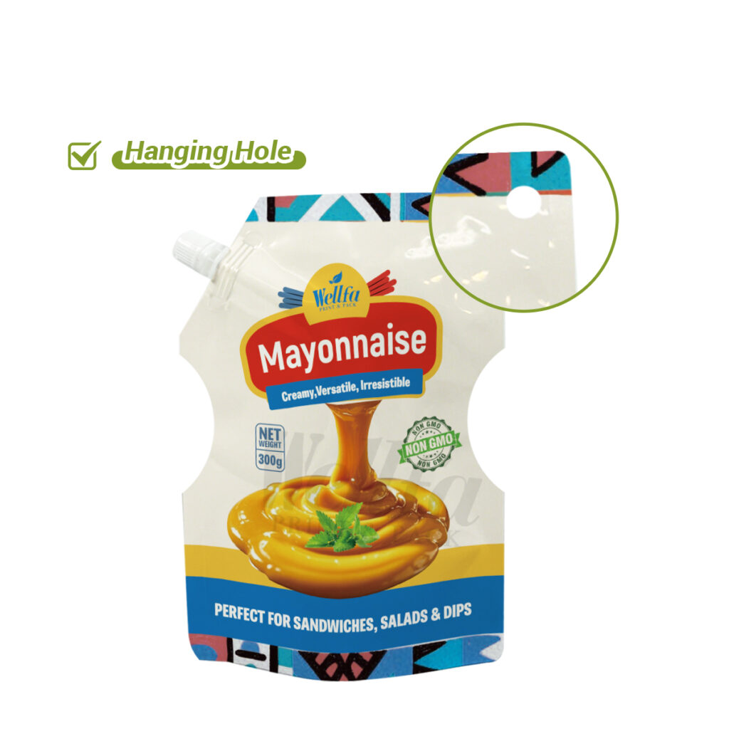 Custom Logo Sauce Refill Doypack with Hanging Hole Spout Bag