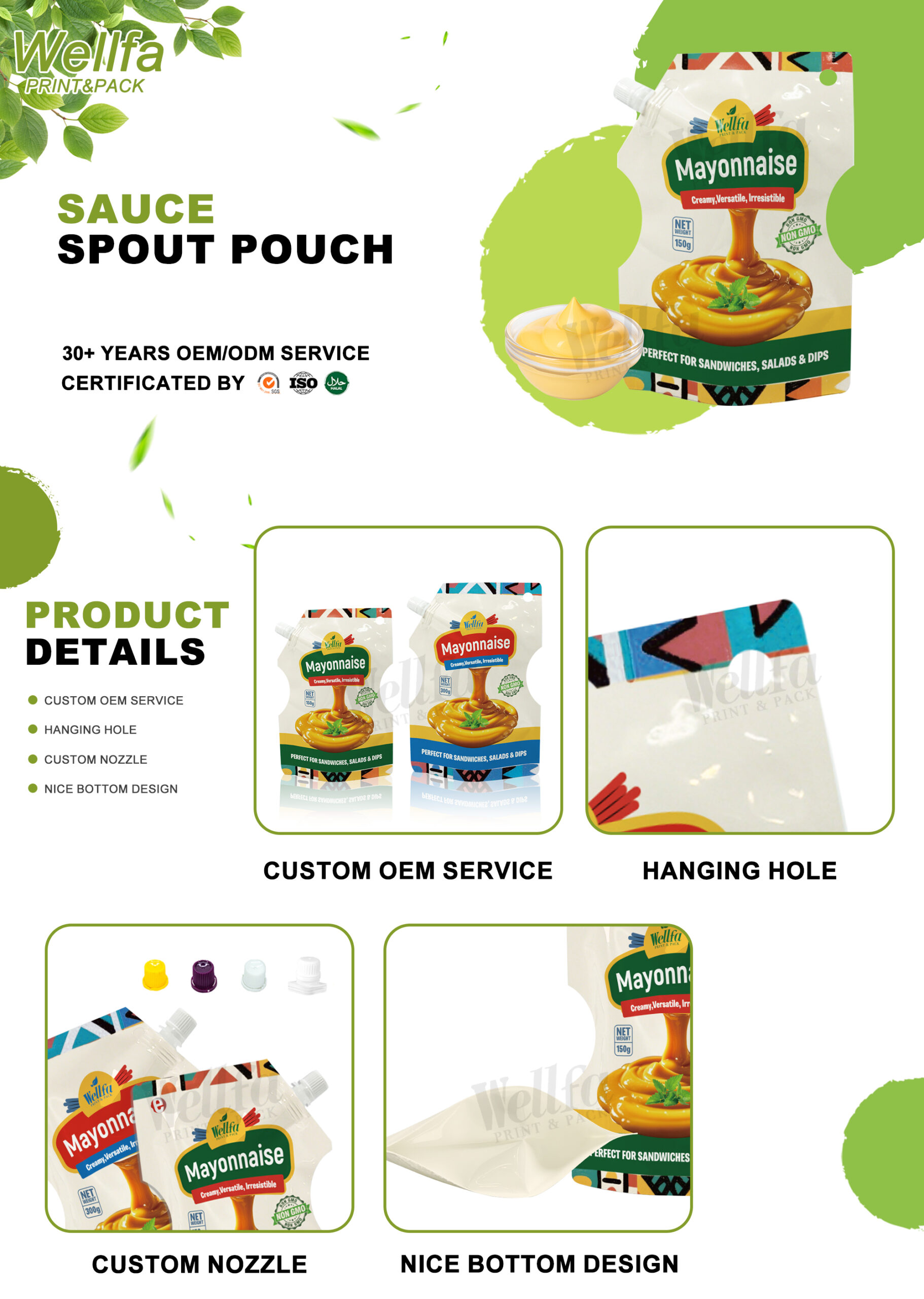 Custom Logo Sauce Refill Doypack with Hanging Hole Spout Bag 1 sauce spout pouch details scaled spout bag