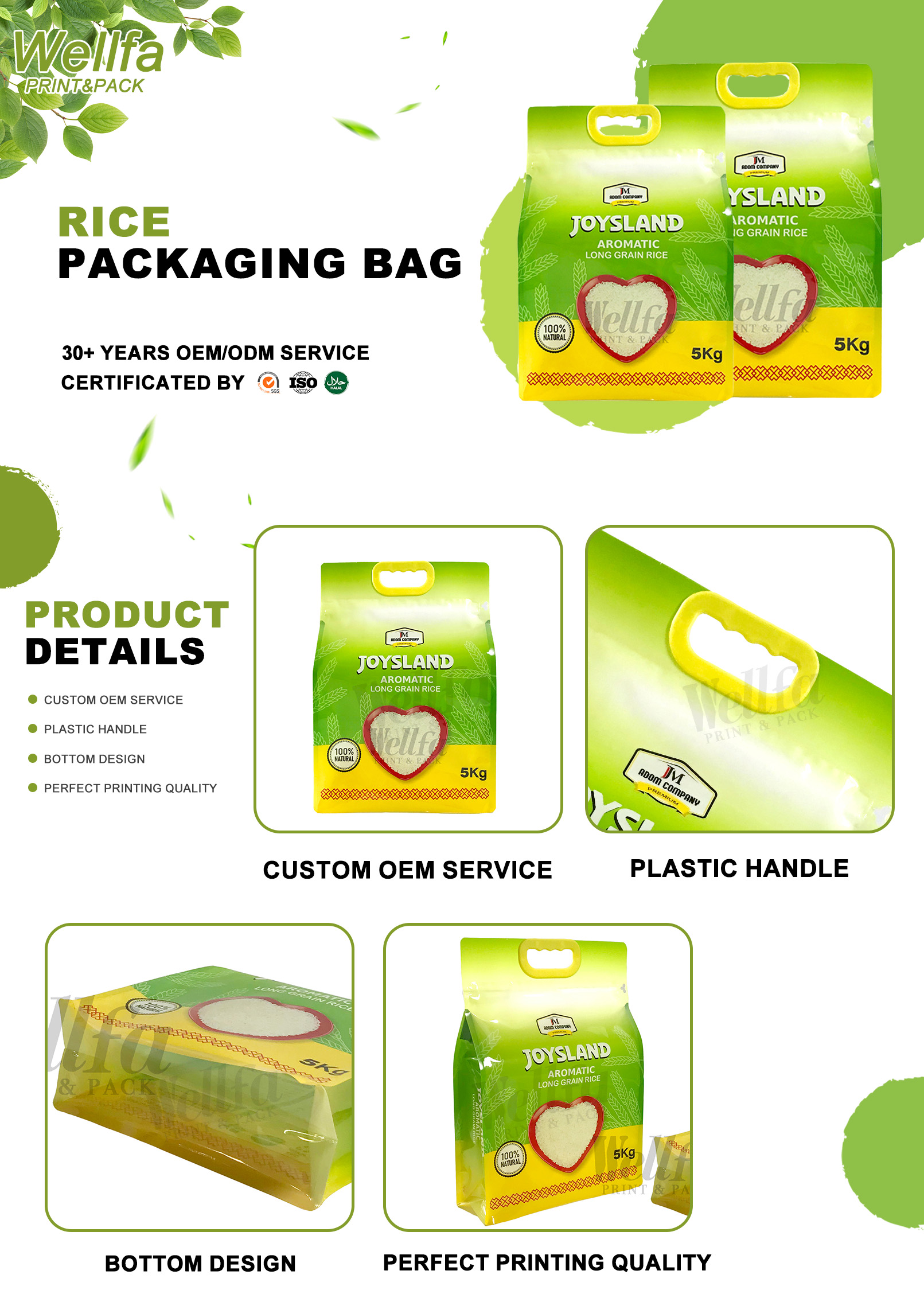 Custom Printed 500G 1Kg 2Kg Packing Zip With Handle Rice Packaging Flat Bottom Pouch 2 rice packaging rice packaging