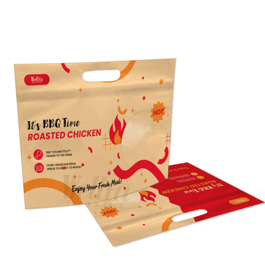 Kraft Paper With Transparent Window Rotisserie Chicken Packaging Bags