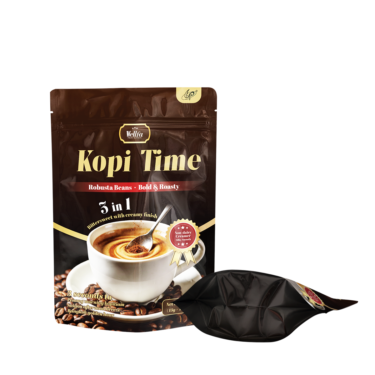 Doypack Custom Printed Coffee Stand Up Pouch With Zipper