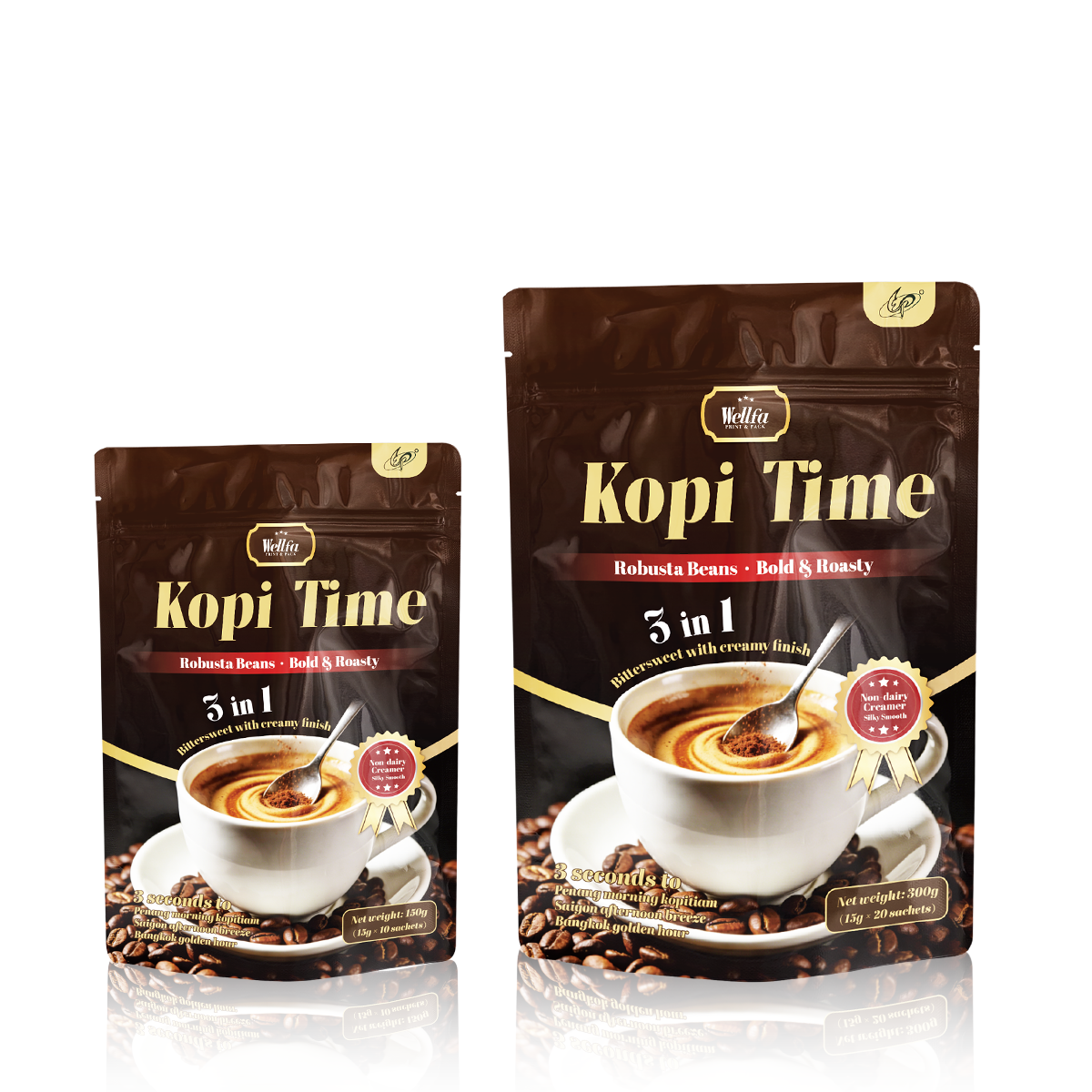 Doypack Custom Printed Coffee Stand Up Pouch With Zipper