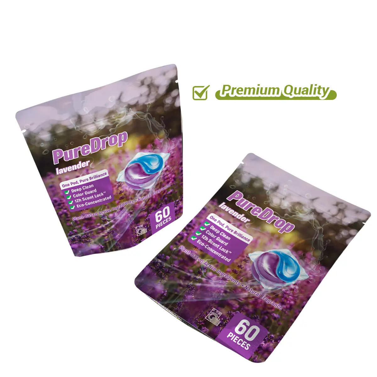 Manufacturer Aluminum Foil Stand up Bag Resealable Zipper Plastic Bags High Barrier Laundry Detergent Pods Doypack