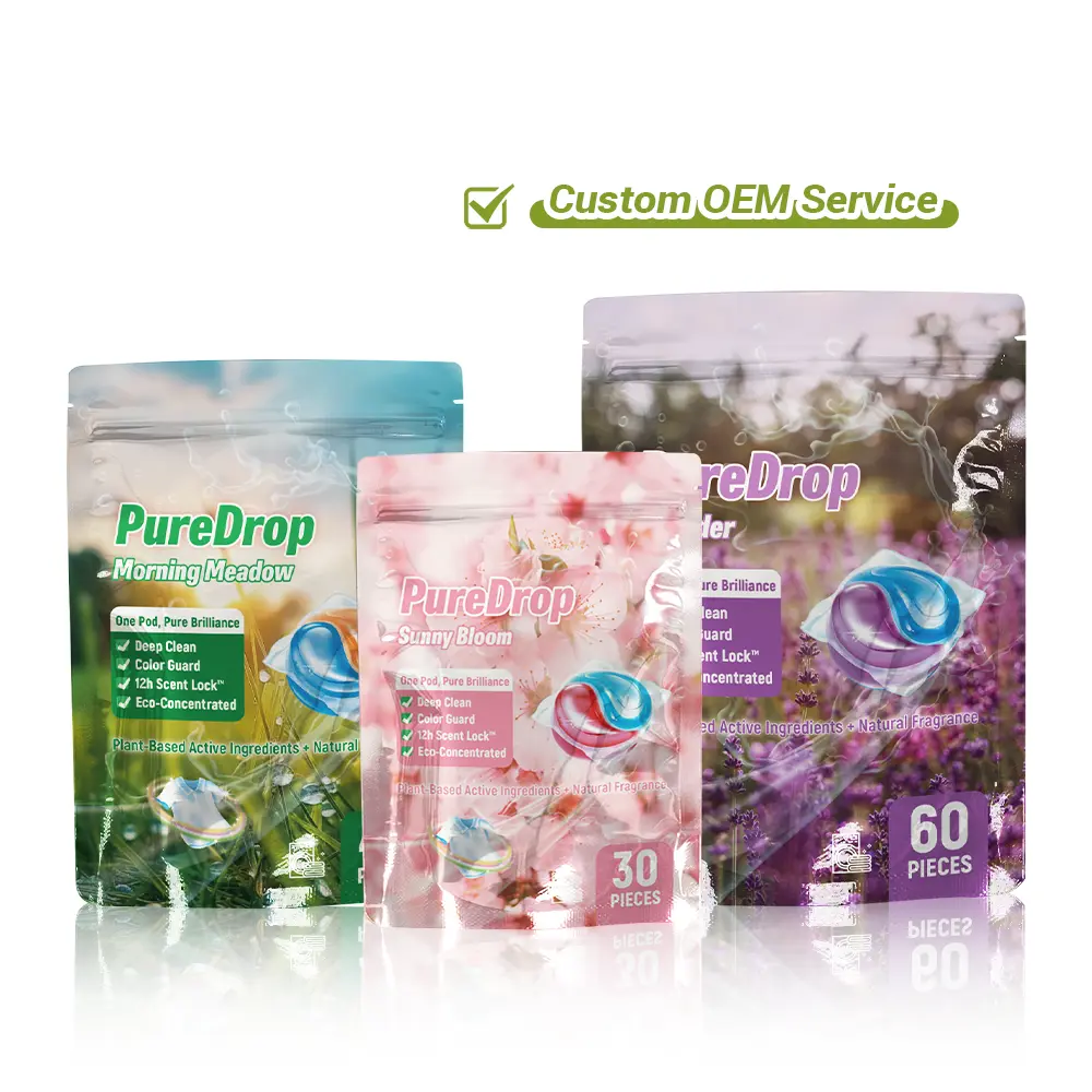 Manufacturer Aluminum Foil Stand up Bag Resealable Zipper Plastic Bags High Barrier Laundry Detergent Pods Doypack