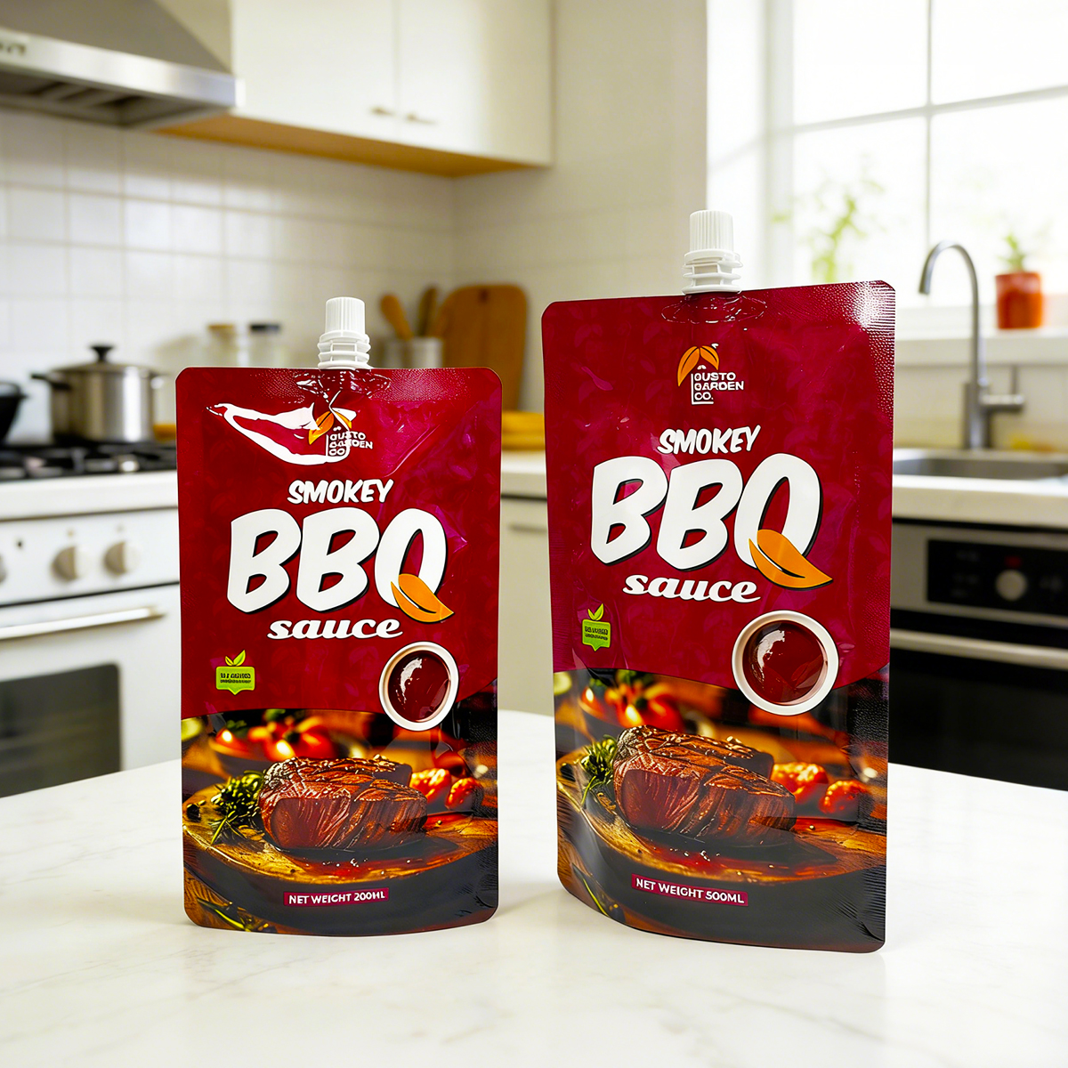 Wellfapack Customizable Barbecue Sauce Retort Pouch Bag With Spout