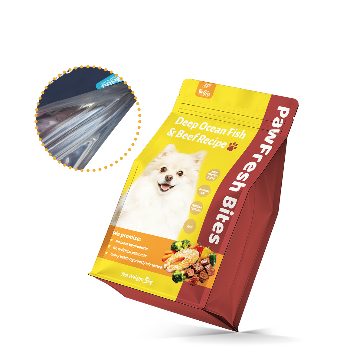 Pet Food 5kg 10kg Flat Bottom Bag High Barrier Dog Food Packaging