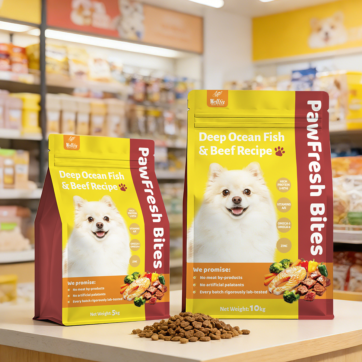Pet Food 5kg 10kg Flat Bottom Bag High Barrier Dog Food Packaging