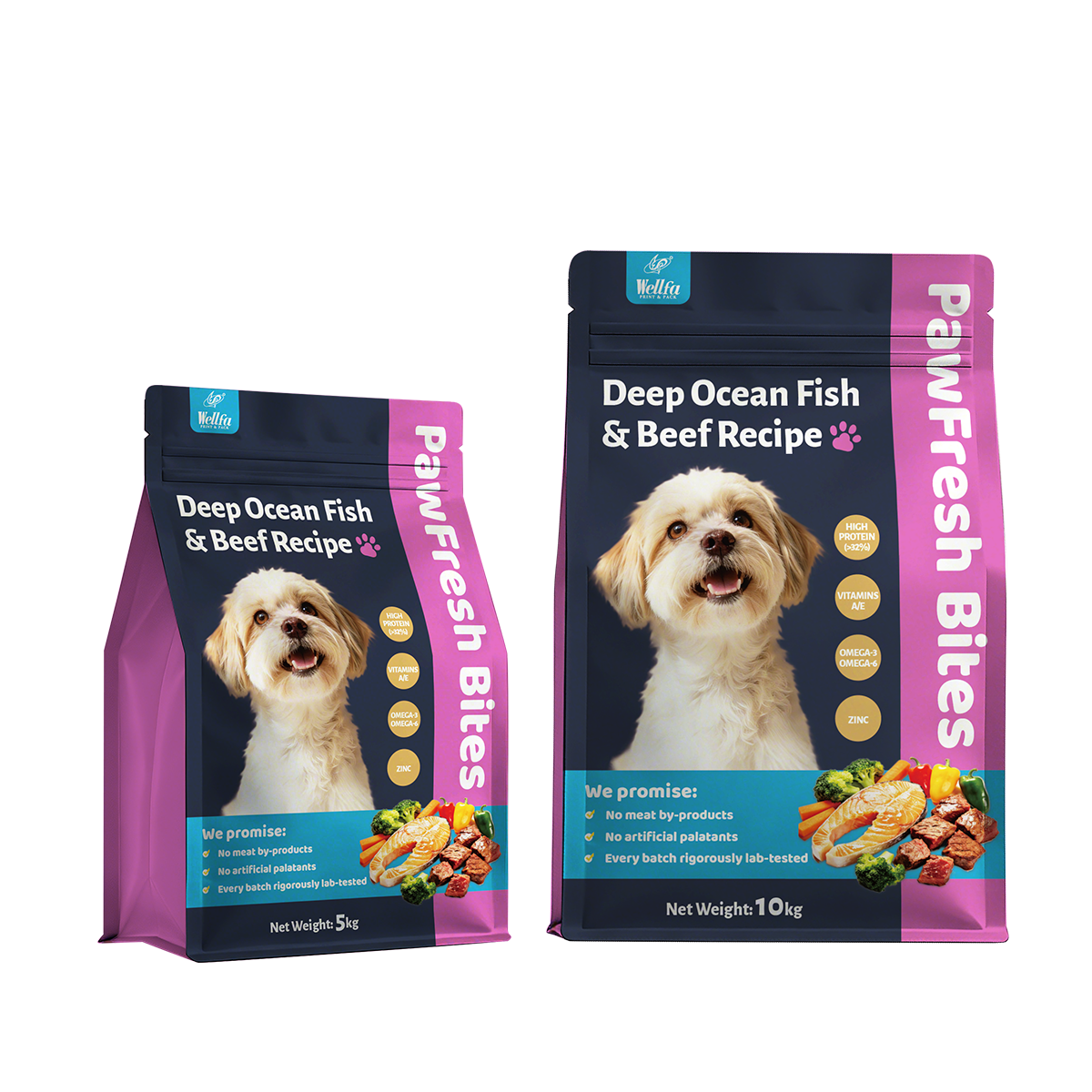 Custom Printed 5kg 10kg Aluminium Foil Flat Bottom Bag