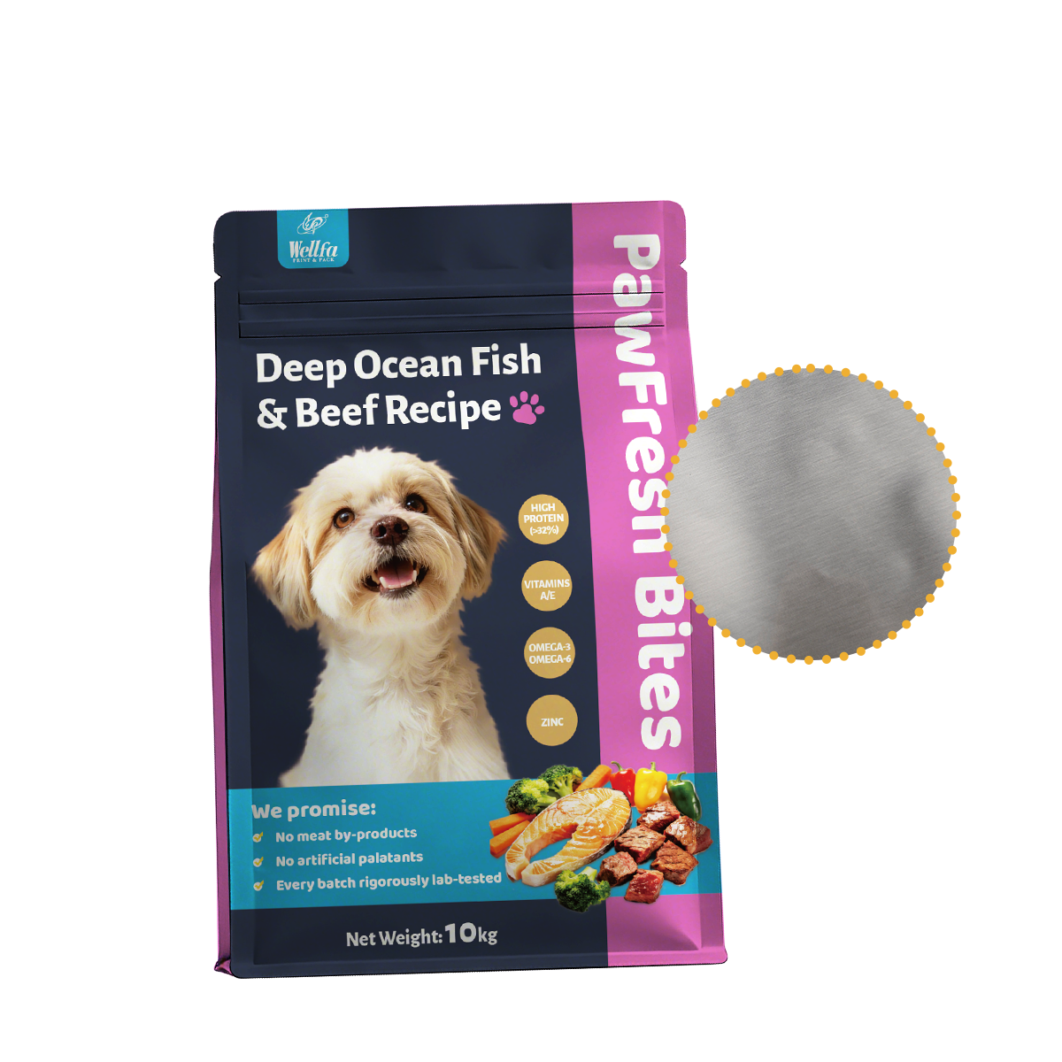 Custom Printed 5kg 10kg Aluminium Foil Flat Bottom Bag