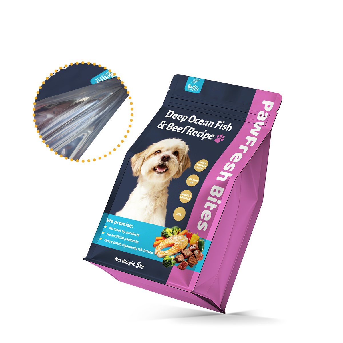 Custom Printed 5kg 10kg Aluminium Foil Flat Bottom Bag