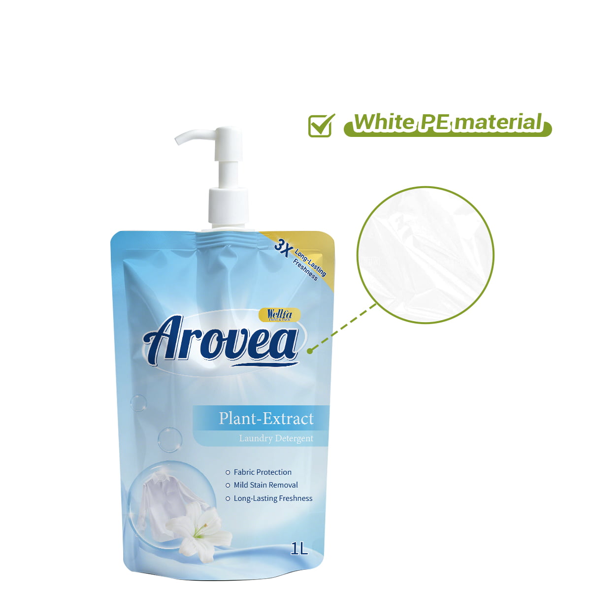 Spout Pump Laundry Detergent White PE High Barrier Spout Pouch