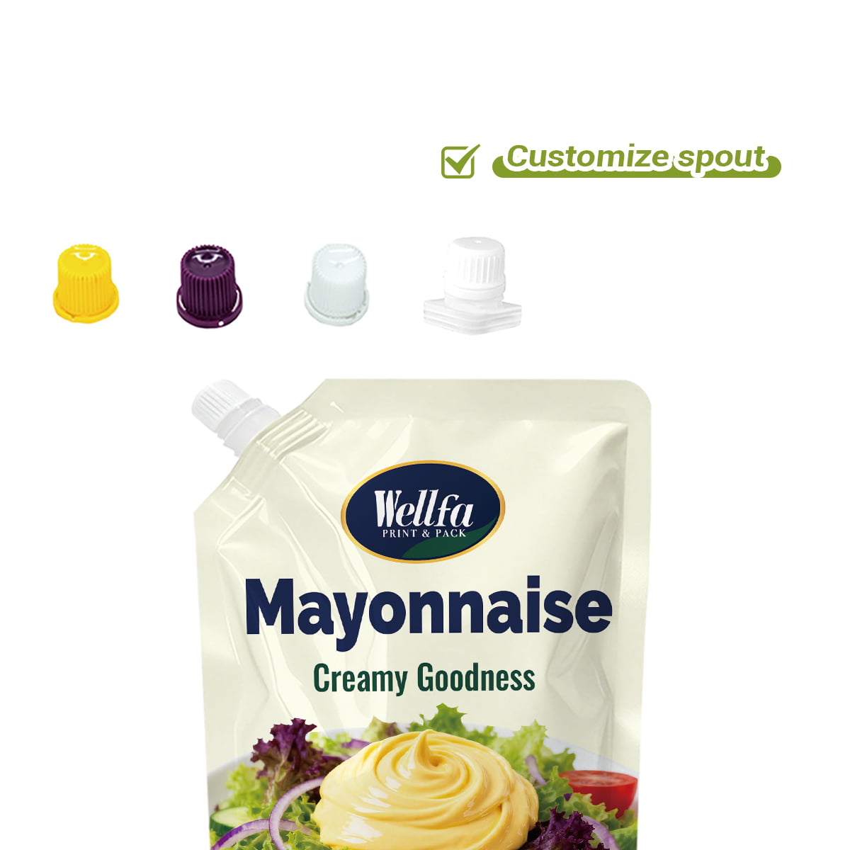 200g 400g Mayonnaise High Barrier Sauce Dressing Stand Up Pouches With Spout