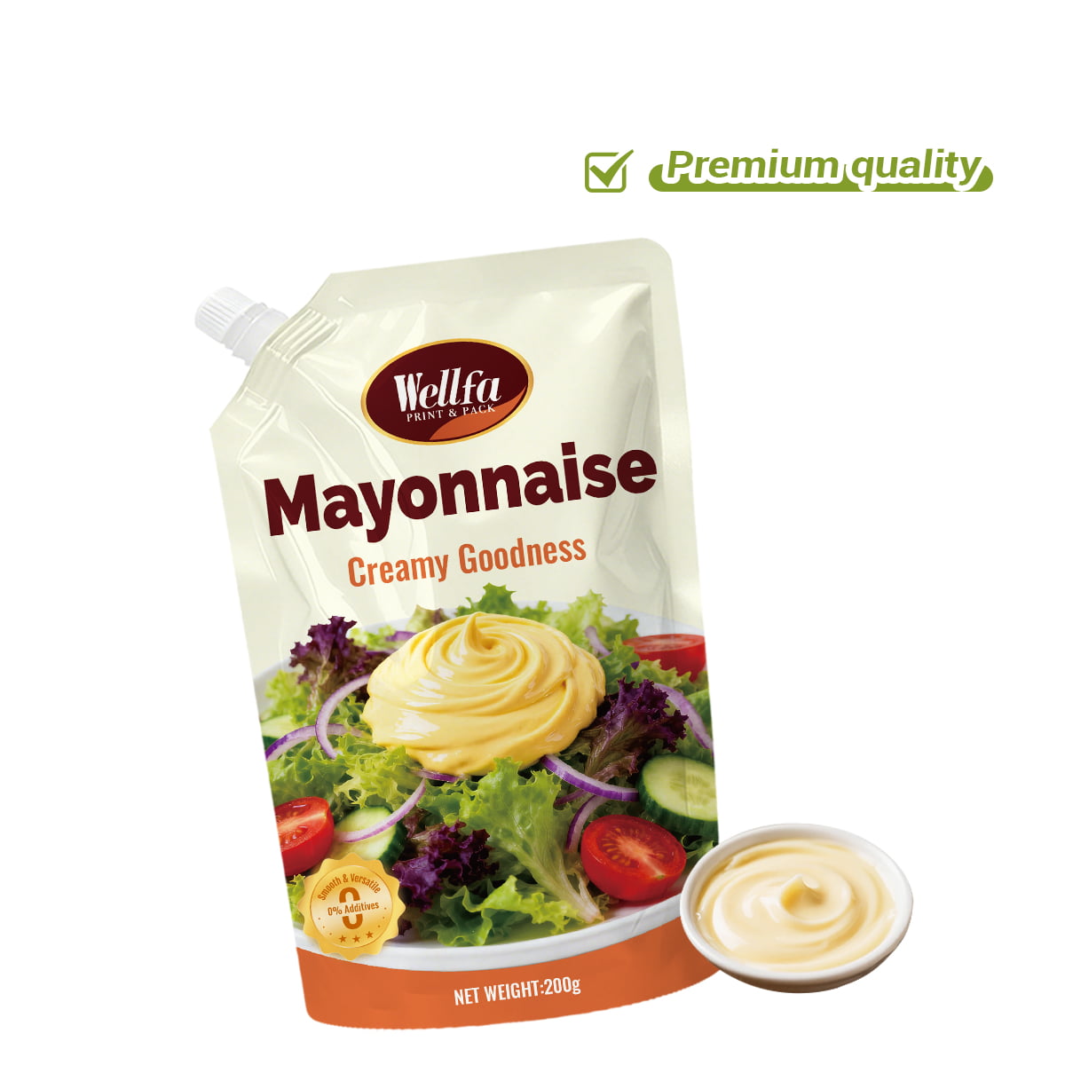 200g 400g Mayonnaise High Barrier Sauce Dressing Stand Up Pouches With Spout