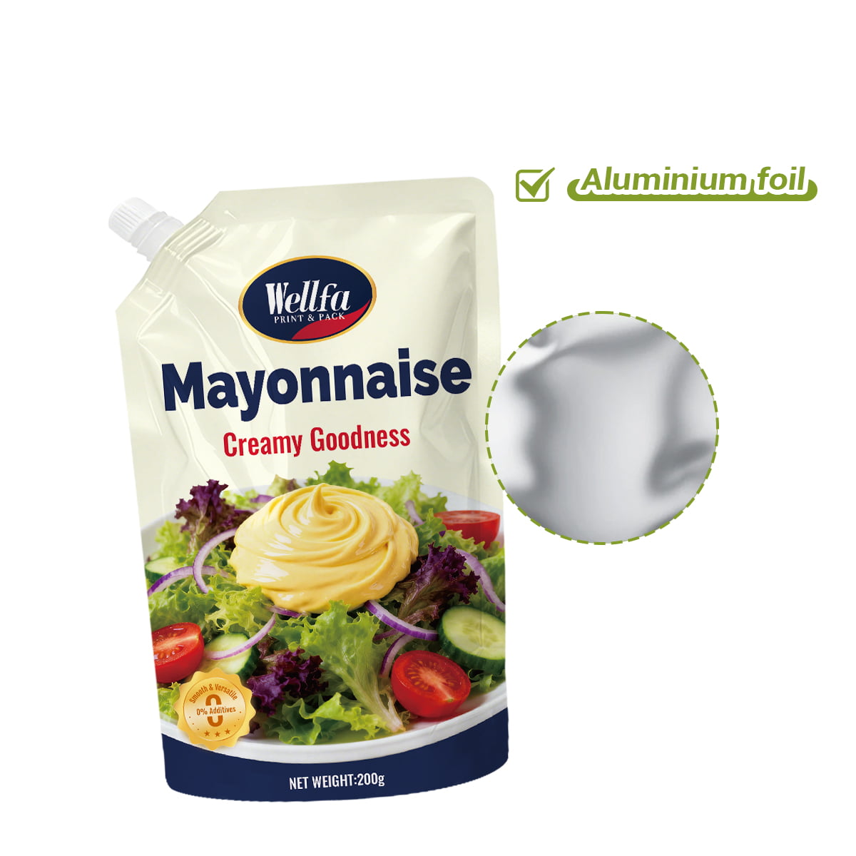 200g 400g Mayonnaise High Barrier Sauce Dressing Stand Up Pouches With Spout