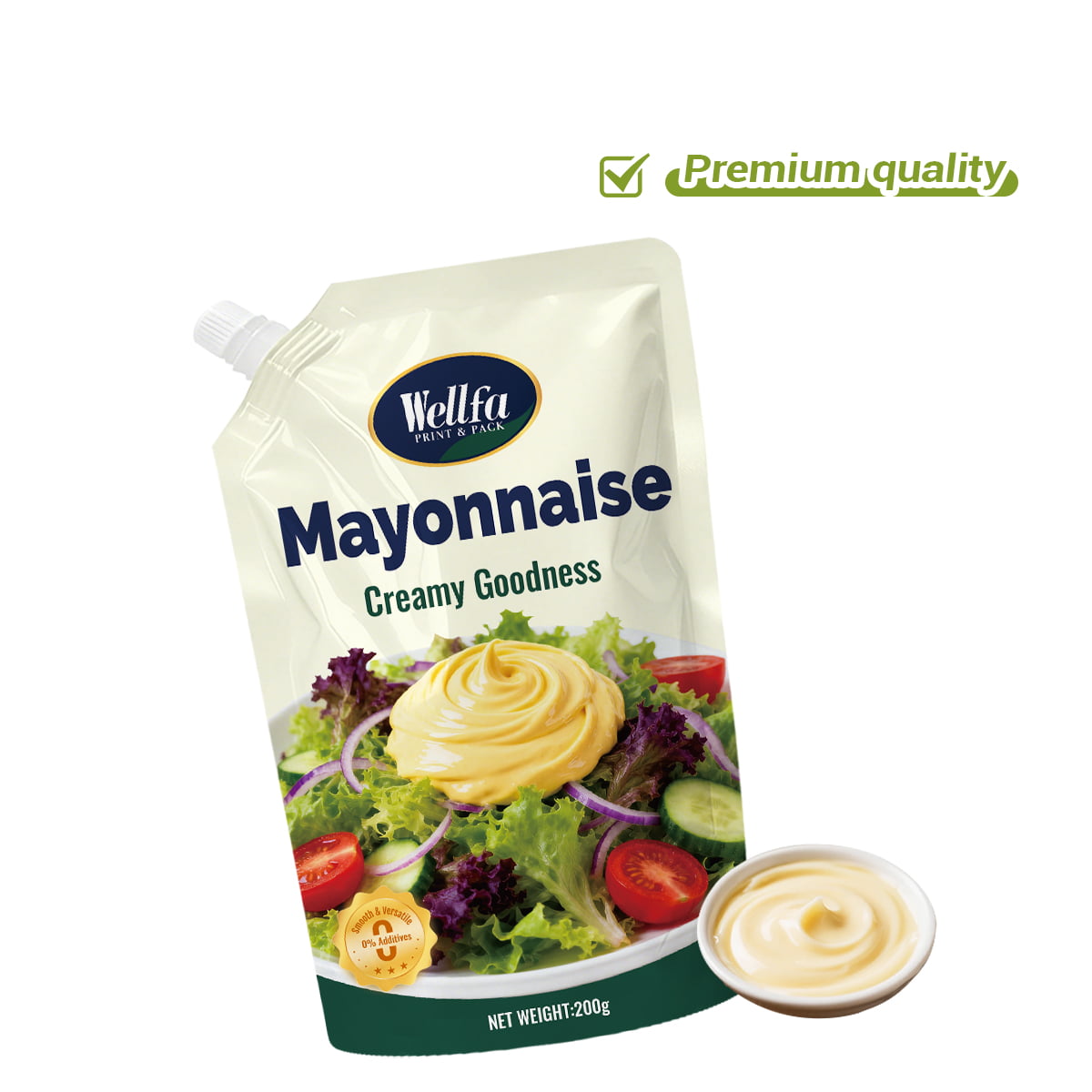 200g 400g Mayonnaise High Barrier Sauce Dressing Stand Up Pouches With Spout