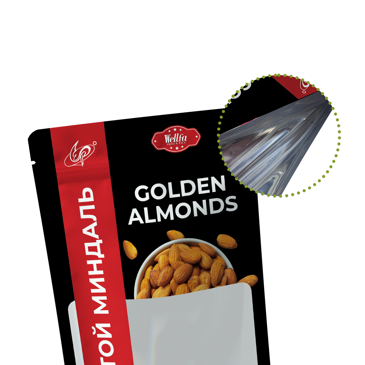 250g 500g Nut Stand up Bag with Clear Window Doypack