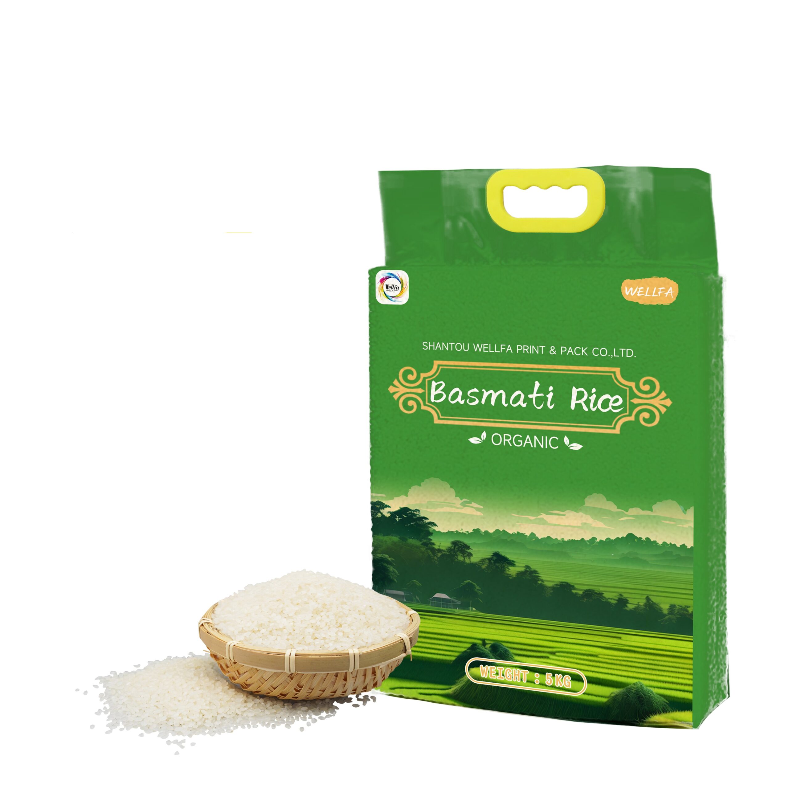 Flat Bottom Pouch With Handle Nylon Vacuum Rice Packaging Bag