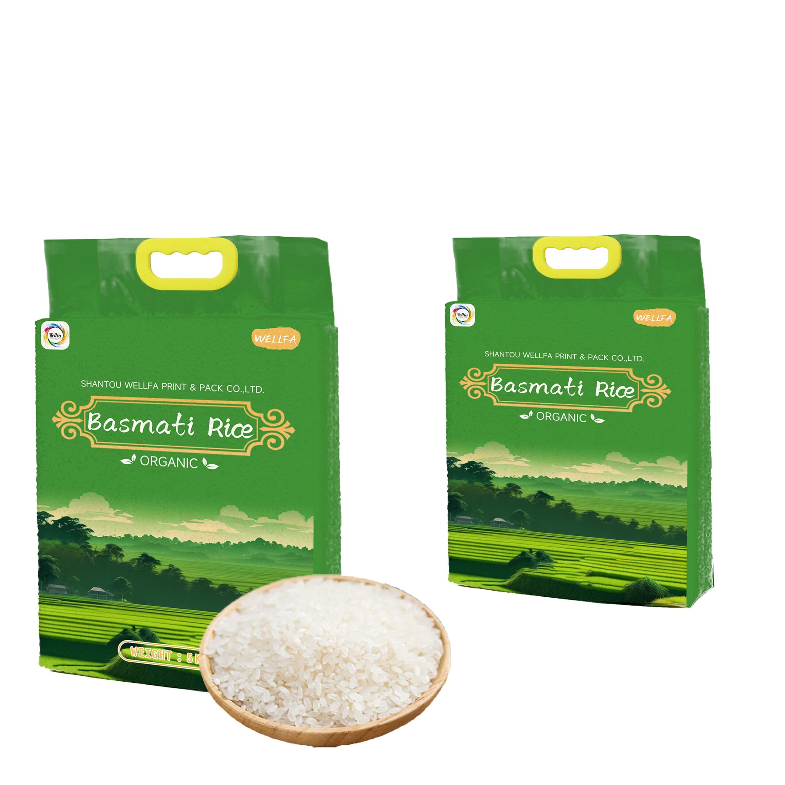 Flat Bottom Pouch With Handle Nylon Vacuum Rice Packaging Bag