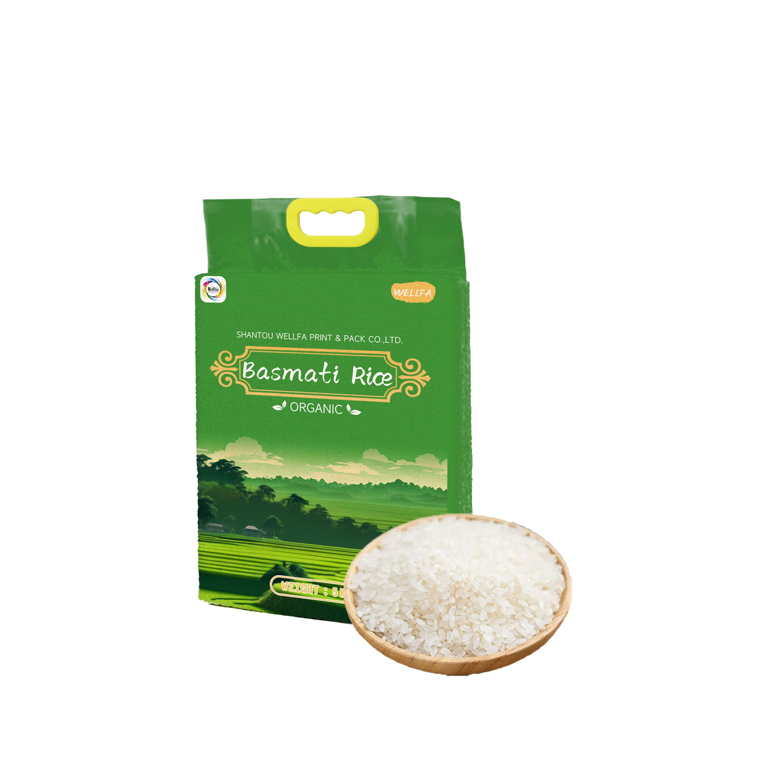 Flat Bottom Pouch With Handle Nylon Vacuum Rice Packaging Bag