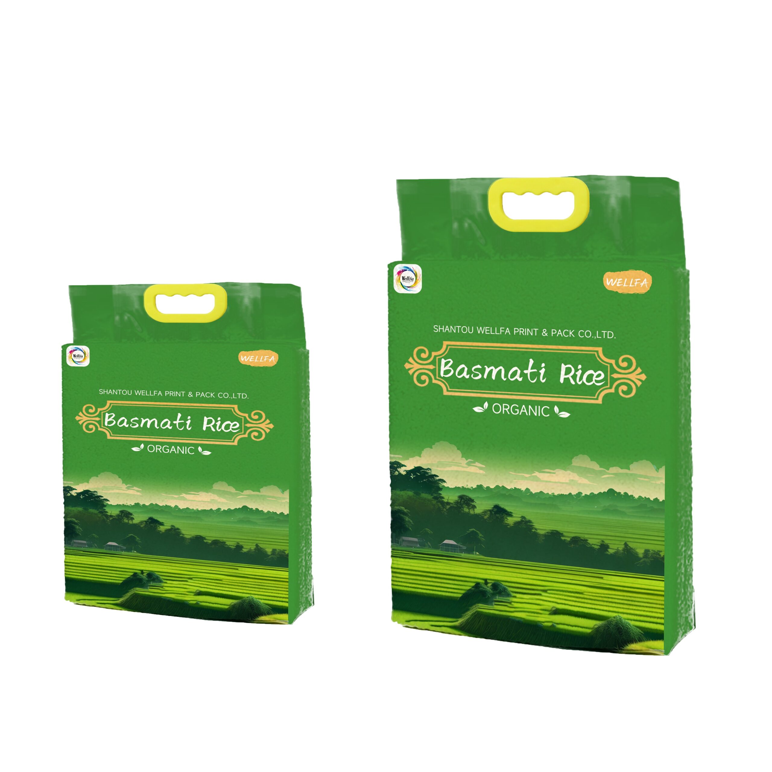 Flat Bottom Pouch With Handle Nylon Vacuum Rice Packaging Bag