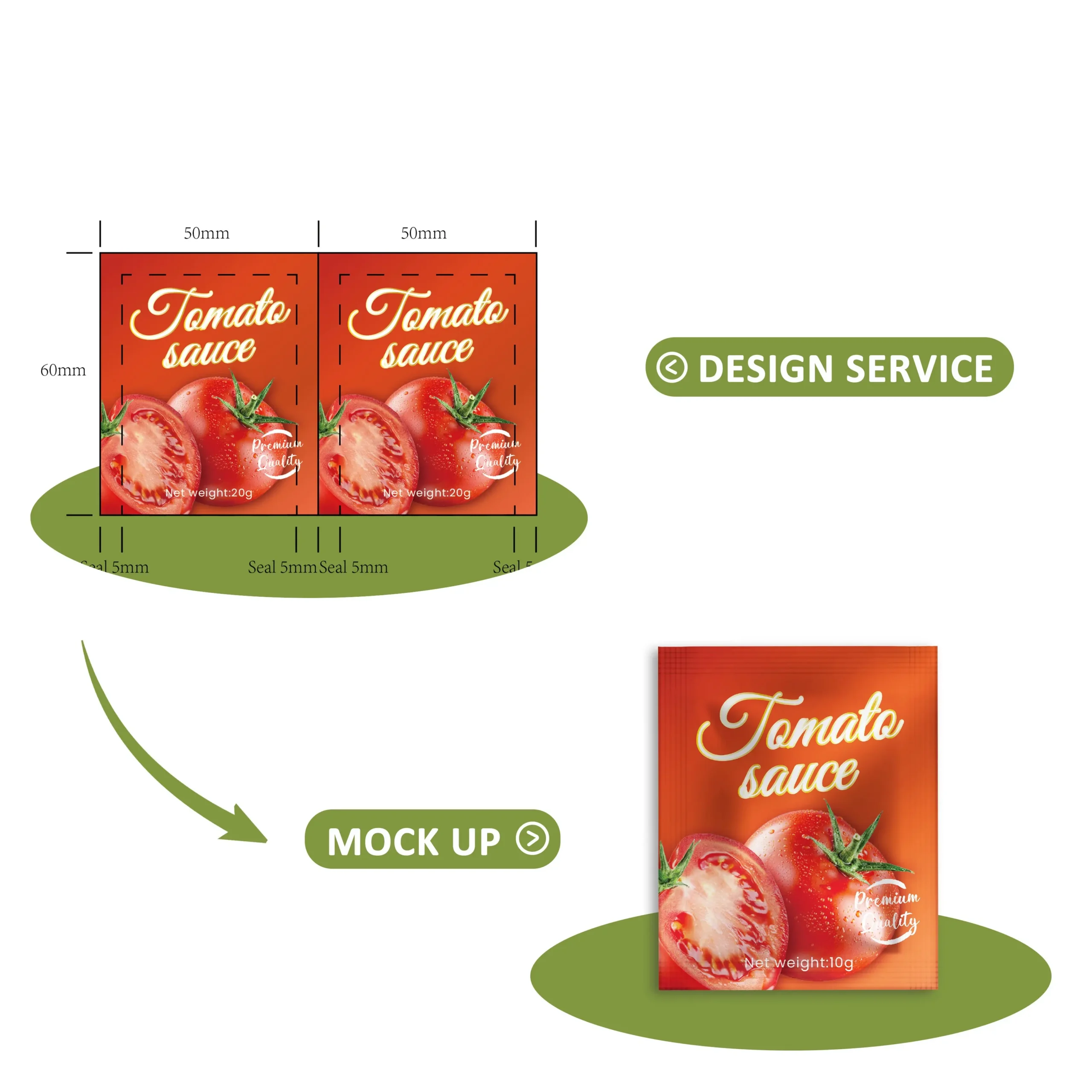 Custom Printed Sauce Packaging Sachet Ketchup Roll Film