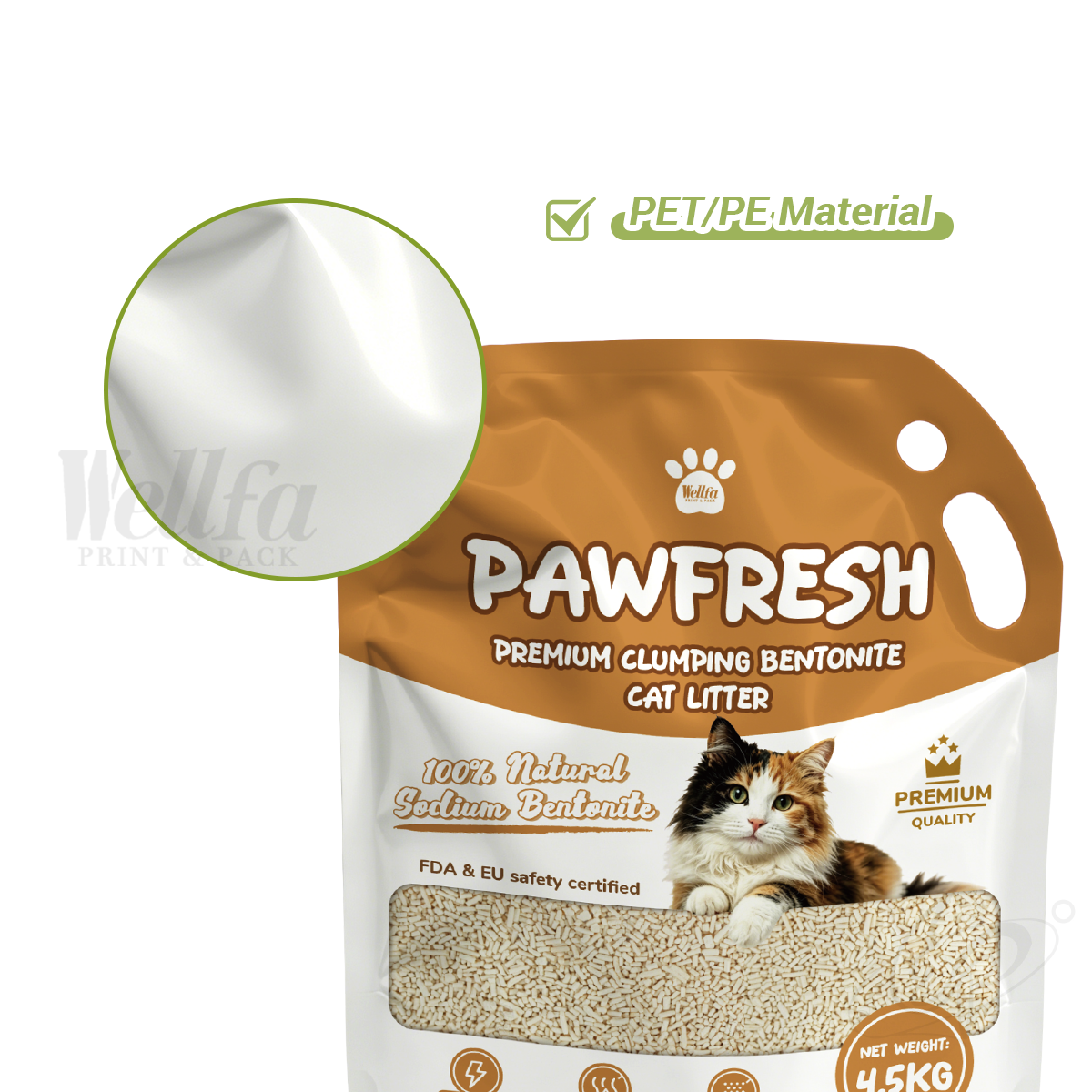 Refill Pouch Spout Pouch Bag with Handle clear Window Cat Litter Doypack