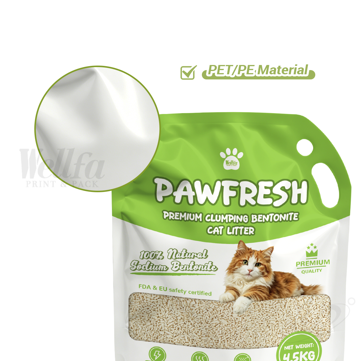 Cat Litter Packaging Bag with Handle Window Spout Pouch