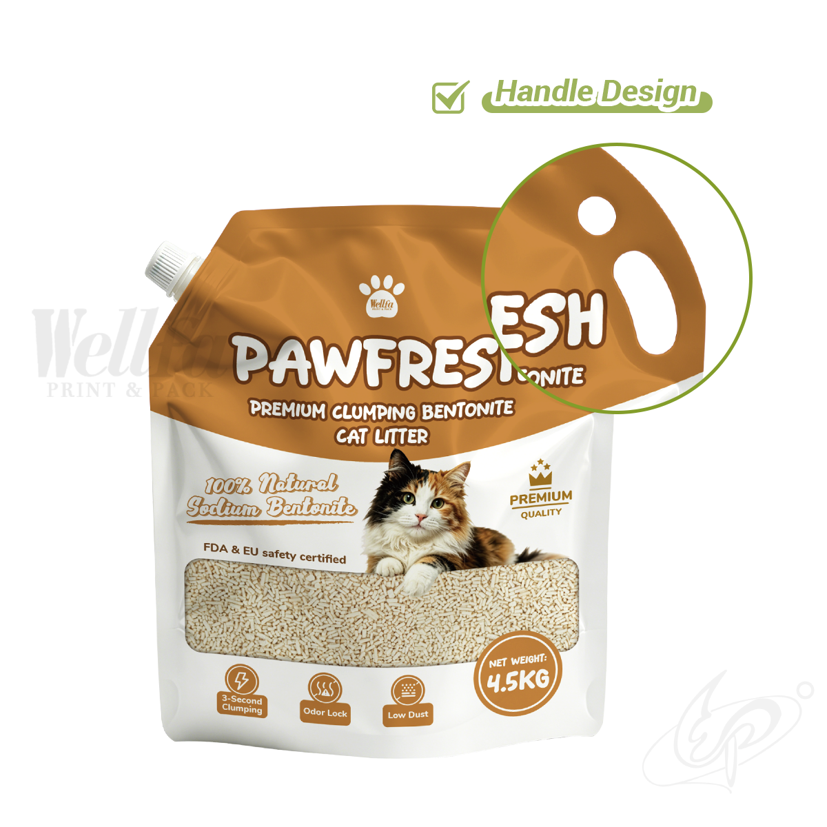Refill Pouch Spout Pouch Bag with Handle clear Window Cat Litter Doypack