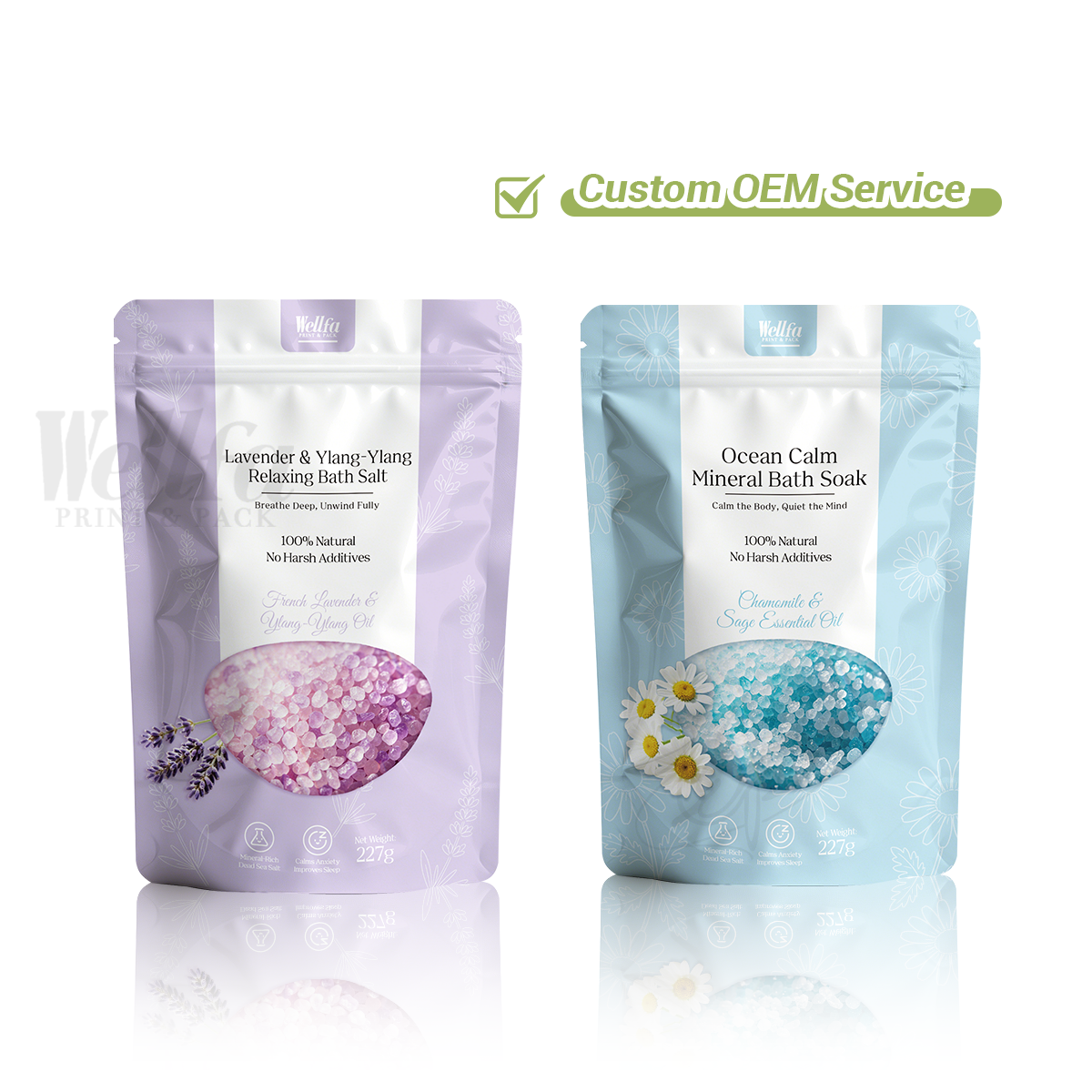 Bath Salt Stand up Pouch High Barrier White PE Doypack