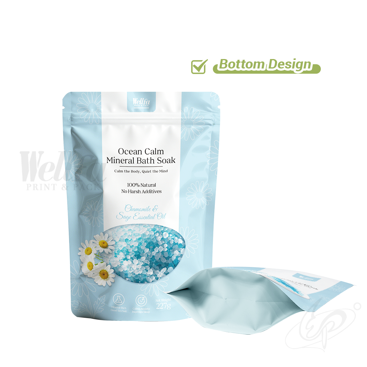 Bath Salt Stand up Pouch High Barrier White PE Doypack