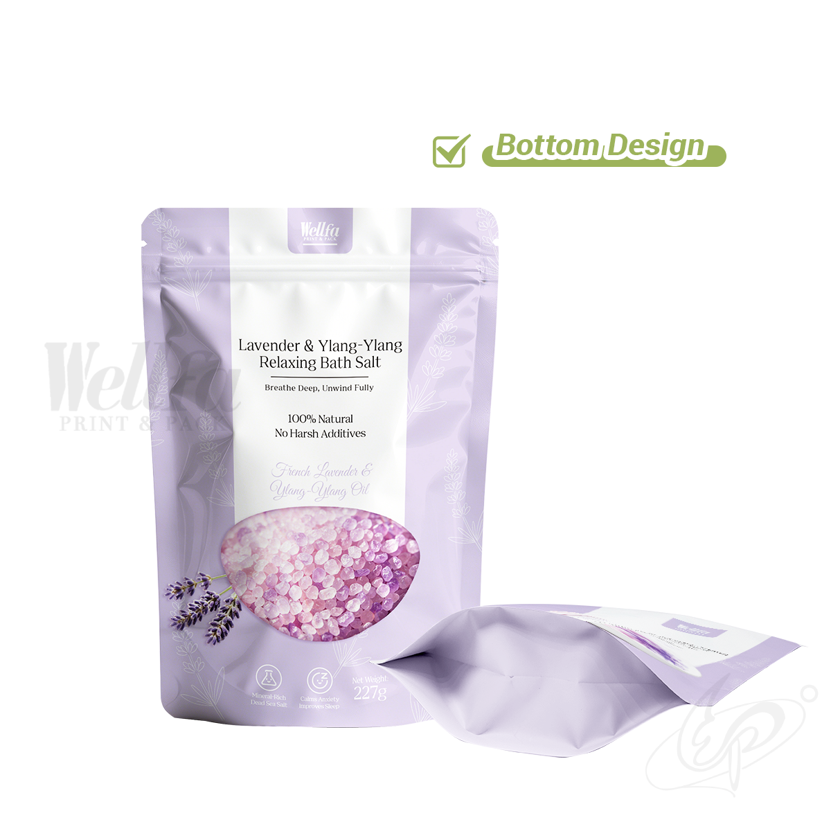 White PE Bath Salt Doypack Leak Proof Stand up Pouch
