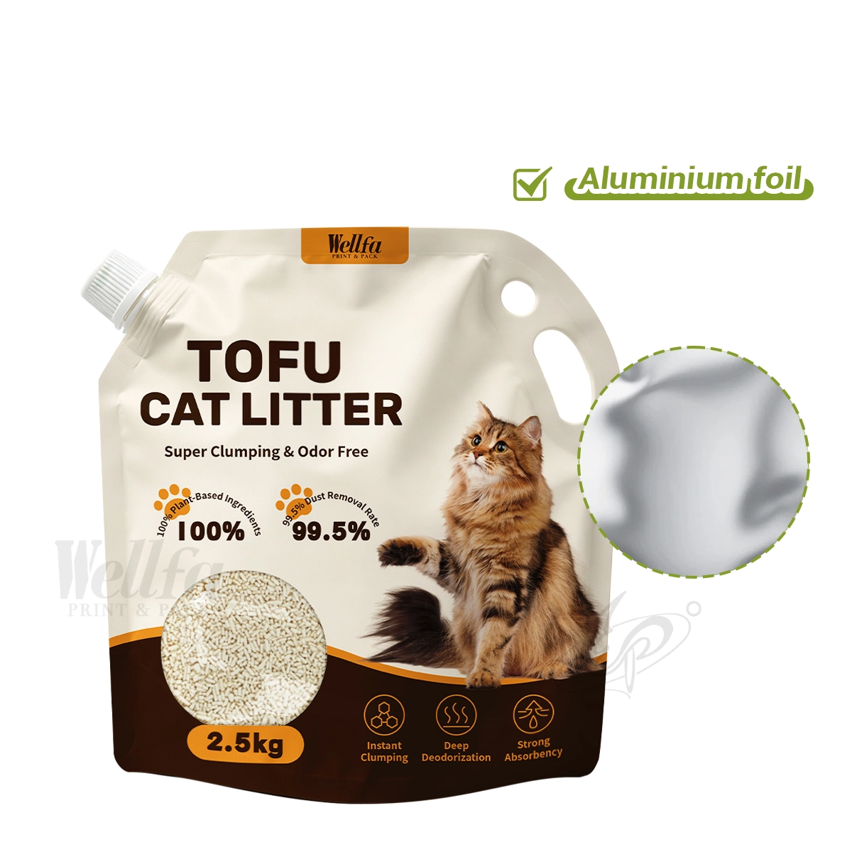 Spout Cat Litter Bag Pouch Bag with Handle Window