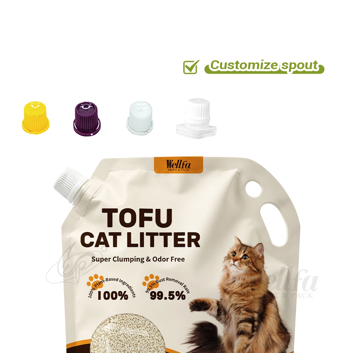 Spout Cat Litter Bag Pouch Bag with Handle Window