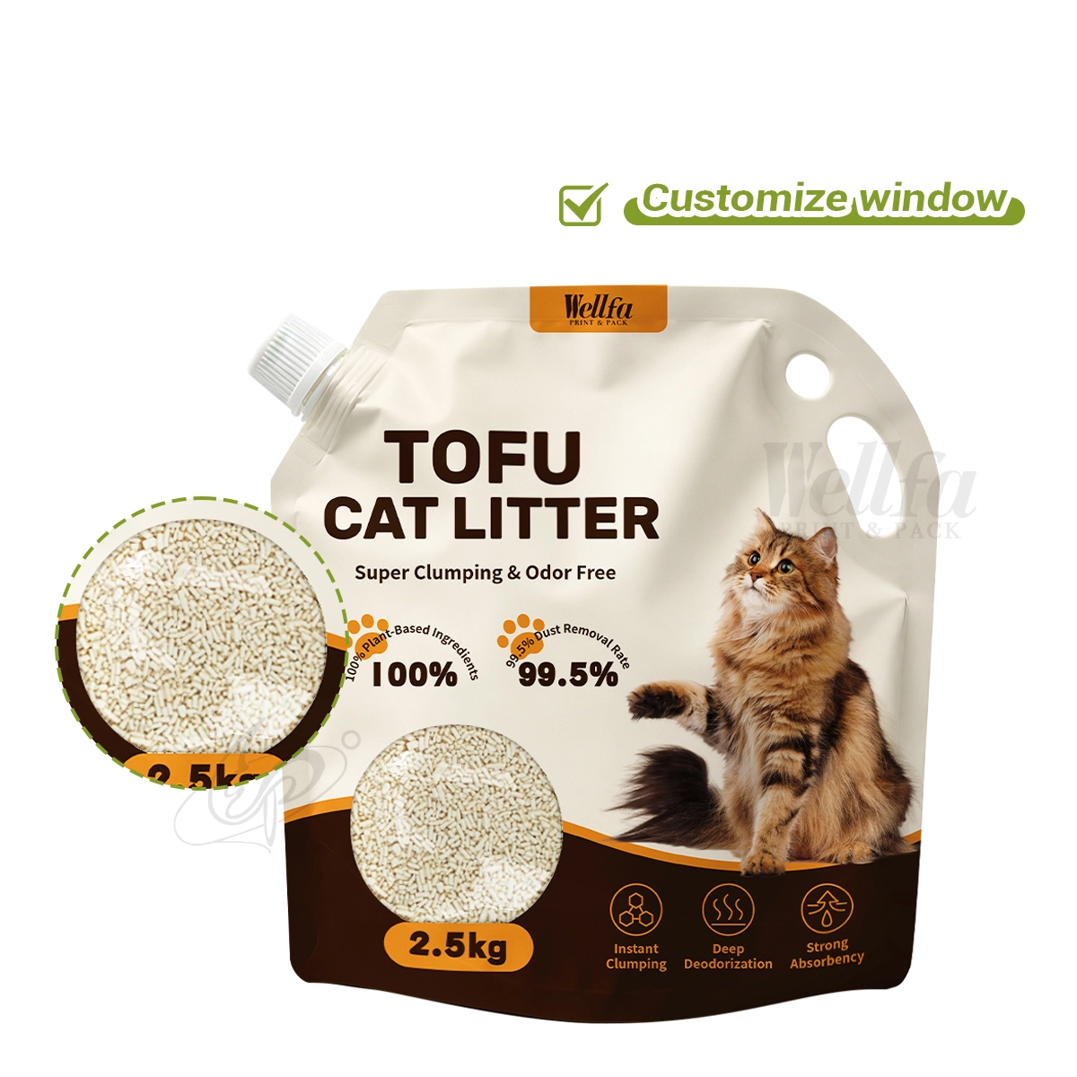 Spout Cat Litter Bag Pouch Bag with Handle Window