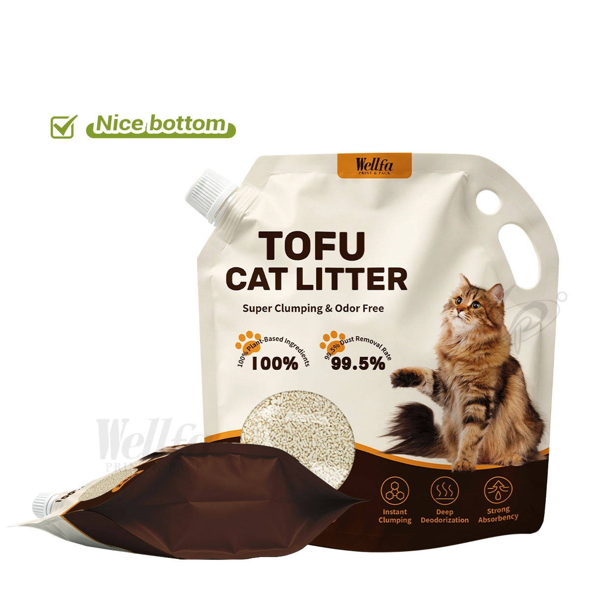 Spout Cat Litter Bag Pouch Bag with Handle Window
